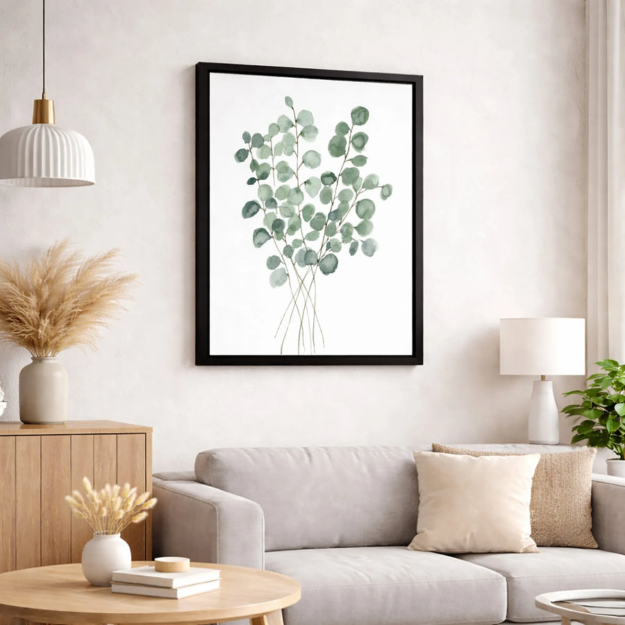 Watercolor Eucalyptus Canvas Wall Art | Botanical Greenery Print | Premium Fade-Resistant Gallery Wrap | Modern Farmhouse Living Room Decor