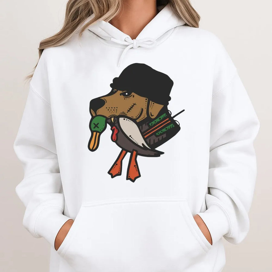 Duck Hunting Dog Hoodie | Waterfowl Retriever Graphic Design | Premium Cotton Blend | Gift for Hunter & Outdoorsman