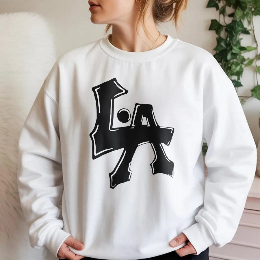 LA Graffiti Sweatshirt | Urban Streetwear Aesthetic | Premium Cotton Blend | Unisex Oversized Crewneck Gift for Los Angeles Lovers