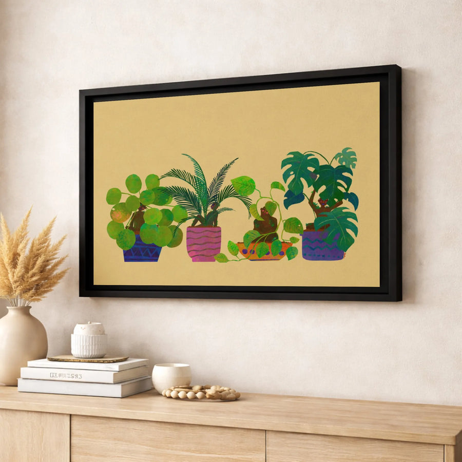 Boho Women Plant Art Canvas | Minimalist Botanical Illustration | Gallery-Quality 1.25” Thick Print | Modern Home Decor Gift