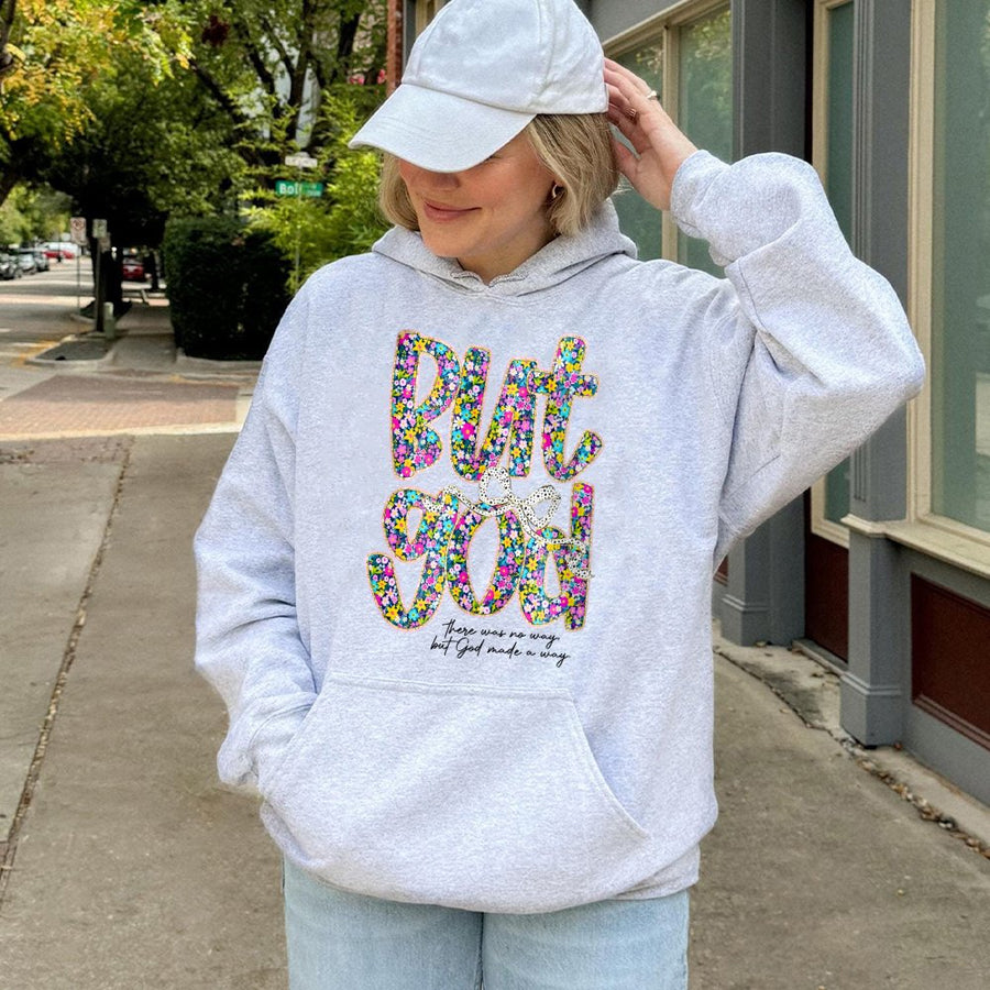 But God Hoodie | Floral Christian Graphic Print | Premium Cotton-Poly Blend | Faith Based Gift For Her Religious Apparel