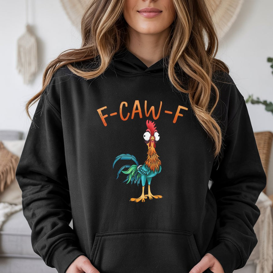Funny Chicken Hoodie | F-Caw-F Cute Rooster Graphic | Premium Cotton Blend | Gift for Chicken Lover and Farmer