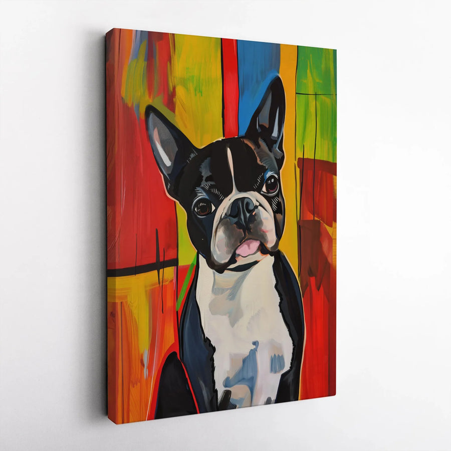 Boston Terrier Canvas Wall Art | Abstract Pop Art Dog Portrait | Premium Thick Gallery Canvas | Gift for Dog Lover, Modern Home Decor