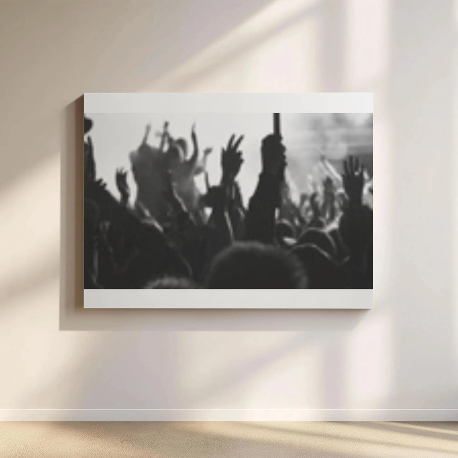 Black and White Concert Canvas | Vintage Music Festival Photography | Premium Fade-Resistant Print | Modern Living Room Decor Gift