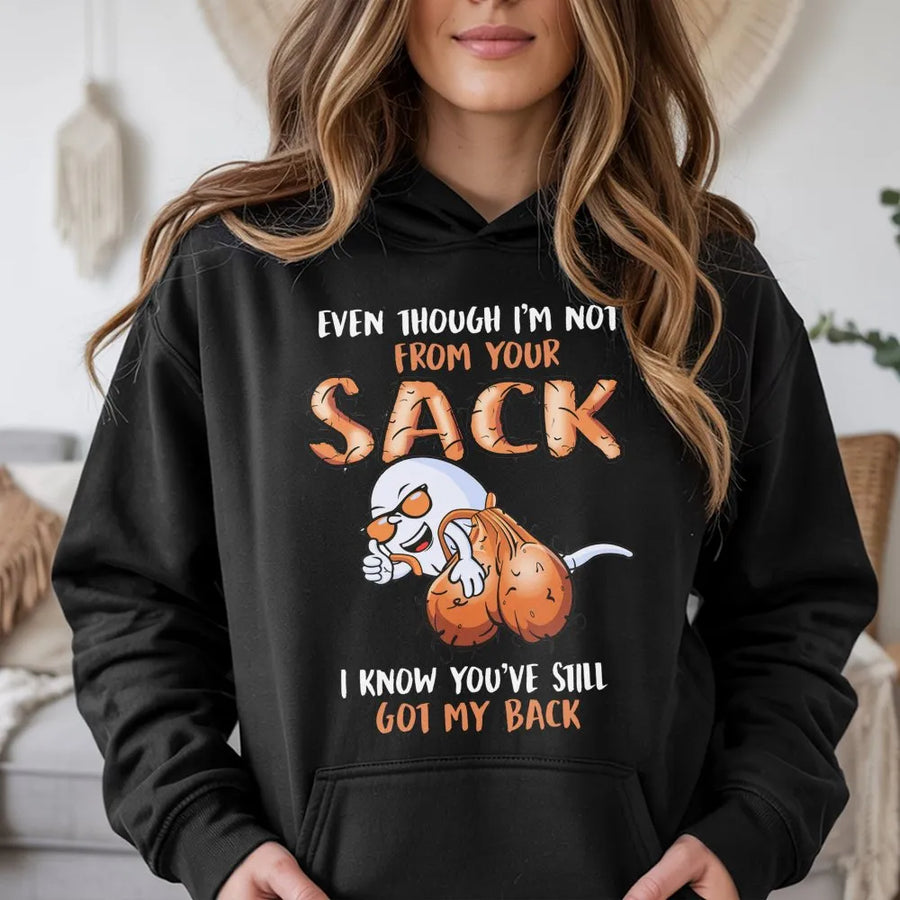 Stepdad Funny Hoodie | Not From Your Sack Gift | Premium Cotton Blend Graphic Sweatshirt | Funny Bonus Dad Father's Day 2026 Present