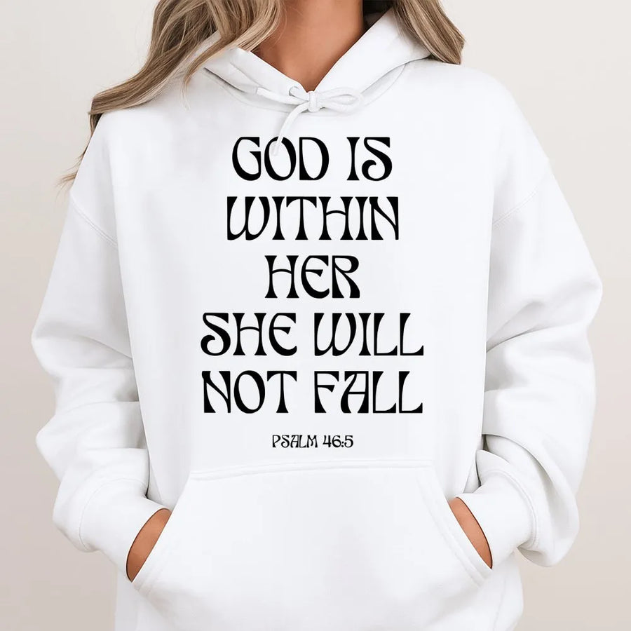 God Is Within Her Hoodie | Psalm 46:5 Christian Apparel | Premium Soft Cotton Blend | Meaningful Faith-Based Gift for Women