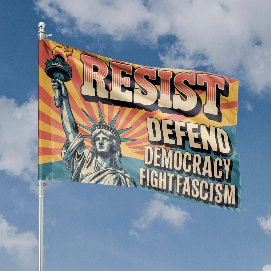 Resist Defend Democracy Flag | Statue Of Liberty Garden Banner | Premium Weather-Resistant Polyester | Activist Home Decor Gift