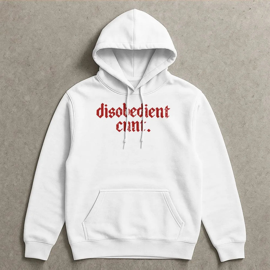 Disobedient Graphic Hoodie | Edgy Gothic Text Print | Premium Cotton-Poly Blend | Rebellious Statement Streetwear for Adults
