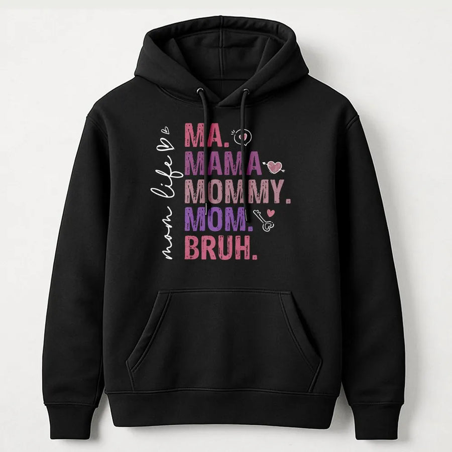 Funny Mom Bruh Hoodie | Humorous Mom Life Quote Graphic | Cozy Cotton Blend Pullover | Unique Mother's Day Gift for Her