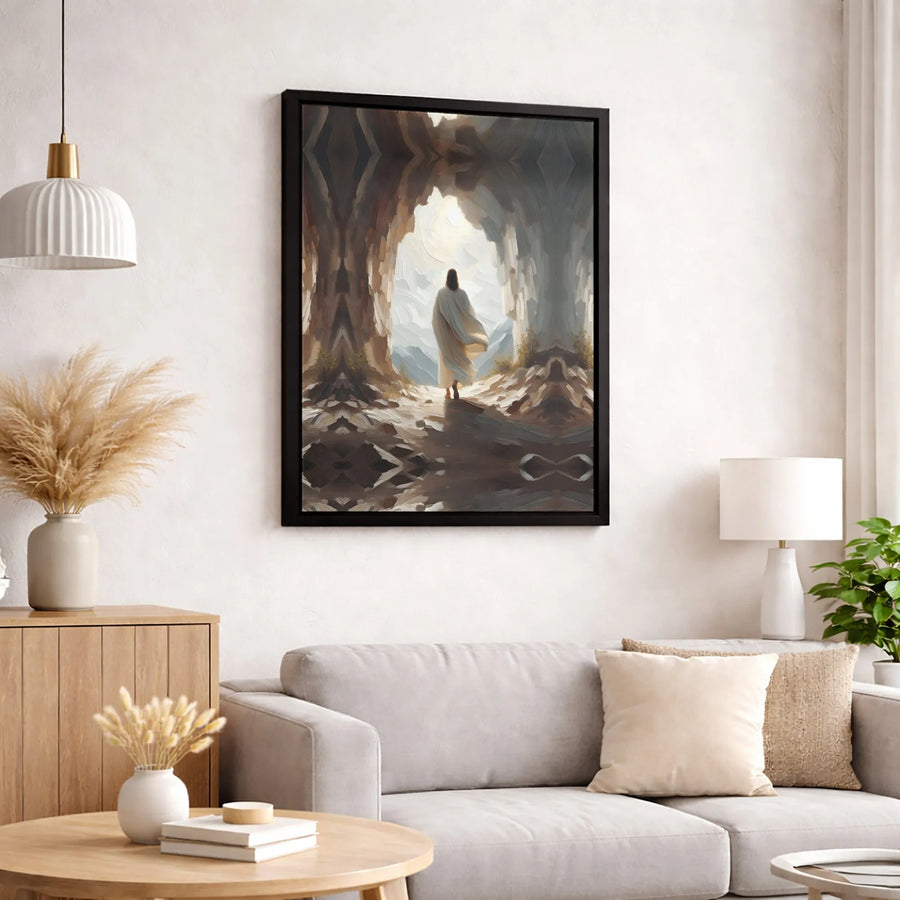 Jesus Resurrection Canvas Wall Art | Empty Tomb Oil Painting Print | Gallery-Quality Thick Profile | Christian Home Decor Gift