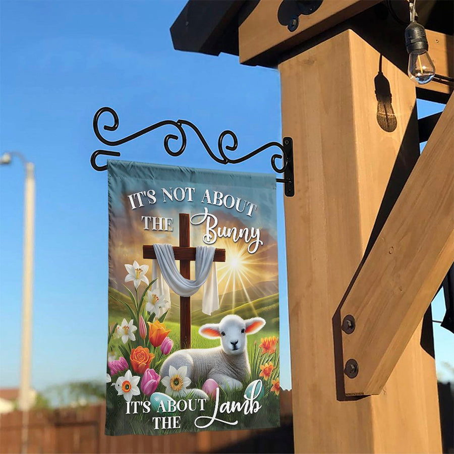 Christian Easter Garden Flag | It's Not About The Bunny It's About The Lamb Design | Premium Weather-Resistant Polyester | Religious Outdoor Spring Decor