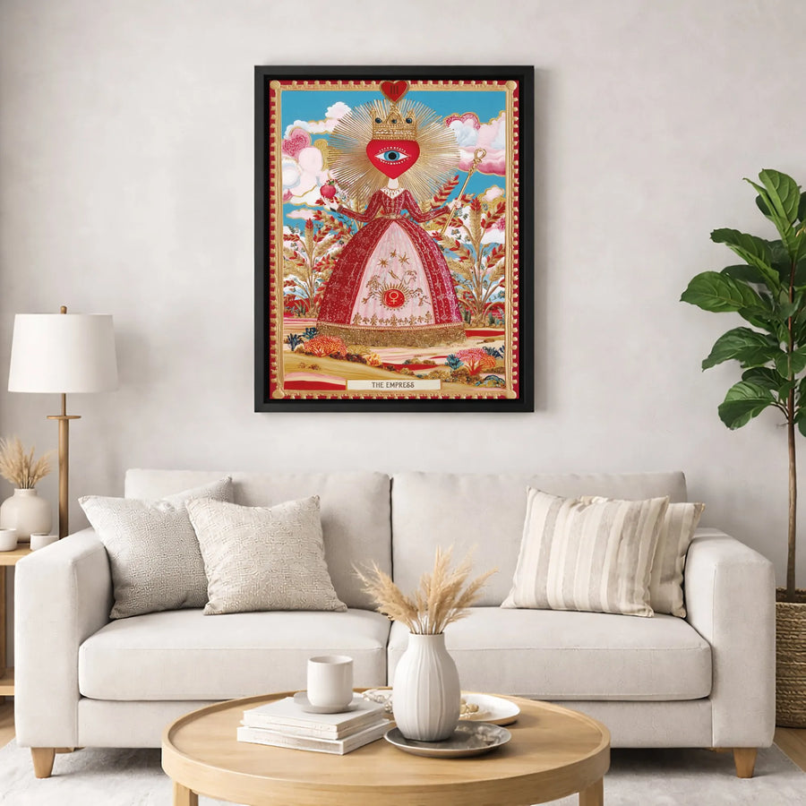 The Empress Tarot Card Wall Art | Surreal Sacred Heart Queen Canvas | Premium Gallery Wrap Print | Spiritual Home Decor Gift for Mystics