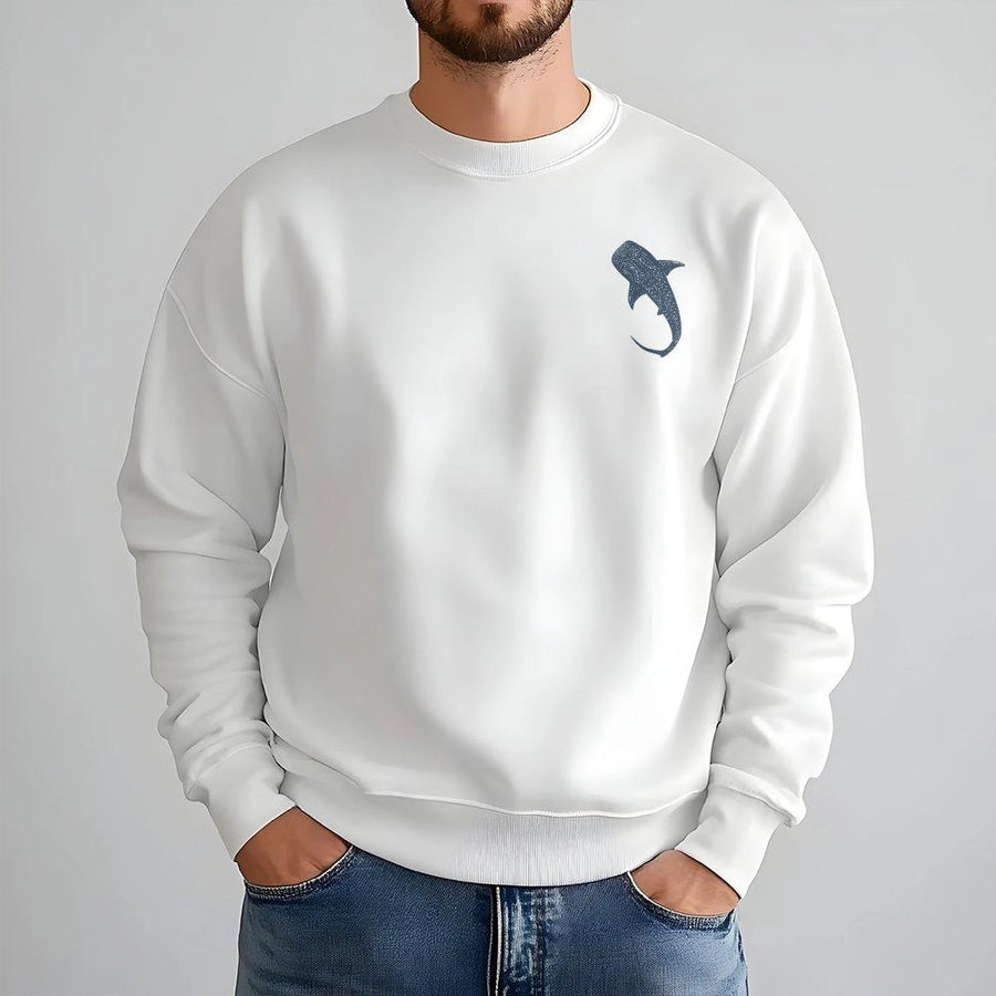 Whale Shark Sweatshirt | Minimalist Marine Life Pocket Print | Premium Cotton Blend Crewneck | Ocean Lover Gift for Him or Her