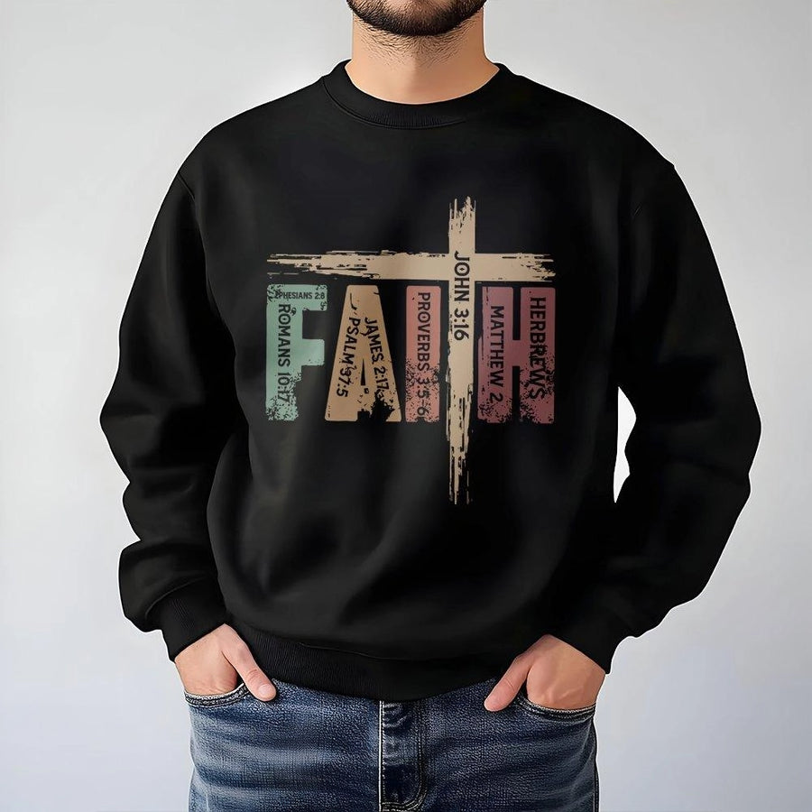 Faith Bible Verse Sweatshirt | Scripture Typography Design | Premium Cotton Blend | Religious Gift for Men and Women