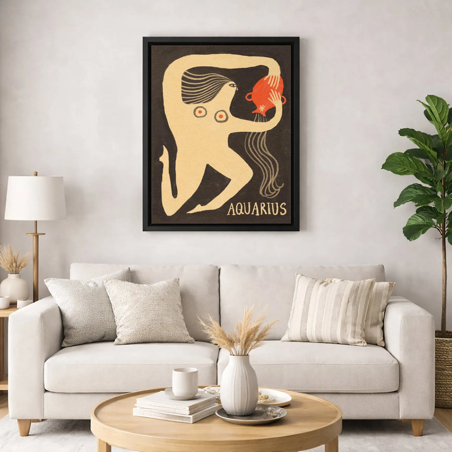 Aquarius Zodiac Wall Art | Vintage Style Water Bearer Print | Premium 1.25-Inch Gallery Canvas | Unique Astrology Gift for Home Decor