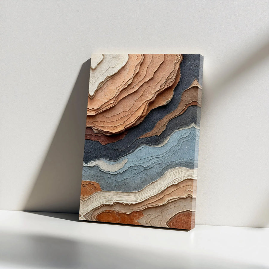 Abstract Earth Tones Wall Art | Textured Stone Layered Landscape Print | Premium 1.25" Gallery Wrap Canvas | Modern Home & Office Decor Gift