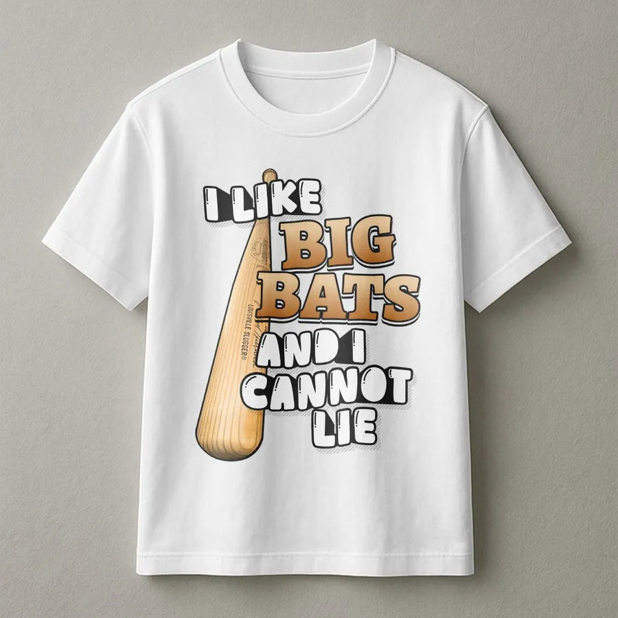 Funny Baseball T-Shirt | 'I Like Big Bats And I Cannot Lie' Graphic | Premium Cotton Tee | Gift for Baseball Mom, Player or Fan