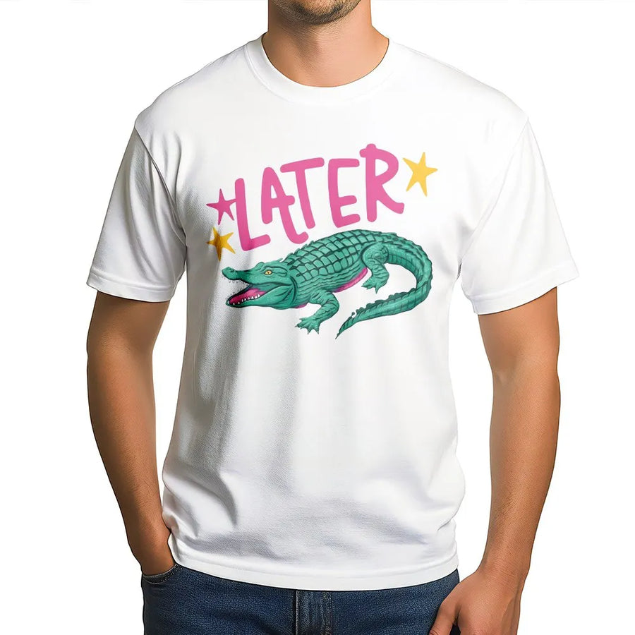 Later Gator T-Shirt | Funny Alligator Pun Graphic | Premium Cotton Blend Sweatshirt | Unisex Summer Vacation Gift