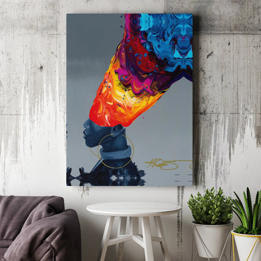 Abstract African Queen Canvas Wall Art | Vibrant Fluid Art Portrait | Premium Gallery Wrapped Canvas | Modern Afrocentric Home Decor Gift