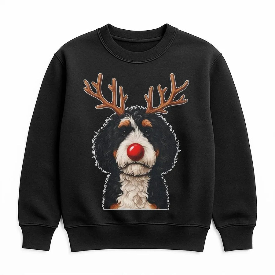 Bernadoodle Christmas Sweatshirt | Funny Reindeer Dog Graphic | Premium Cotton Blend | Cozy Holiday Gift for Dog Mom or Dog Dad