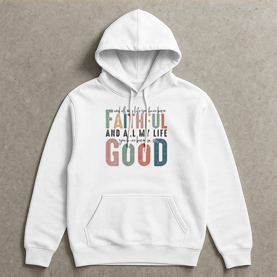 Faithful Hoodie | Goodness Of God Retro Graphic | Premium Cotton Blend | Christian Religious Gift For Men And Women