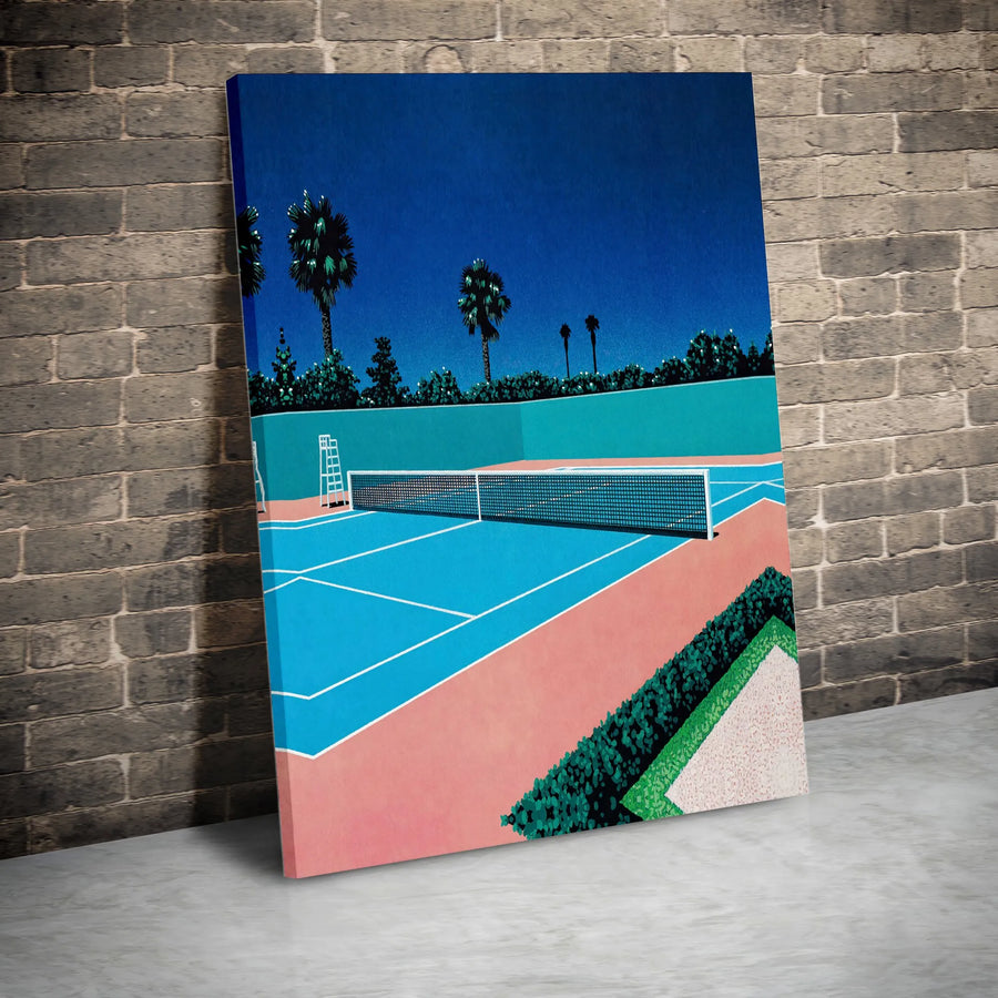 Tennis Court Wall Art | Palm Springs Retro Aesthetic Canvas Print | Premium Gallery Wrap Decor | Gift for Tennis Player & Sport Enthusiast