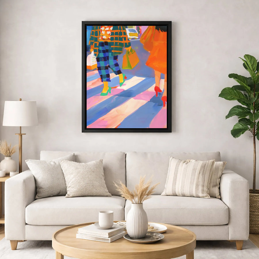 Fashion Shopping Canvas Print | Abstract Street Style Art | Gallery-Quality 1.25" Profile | Chic Wall Decor for Trendy Home or Office