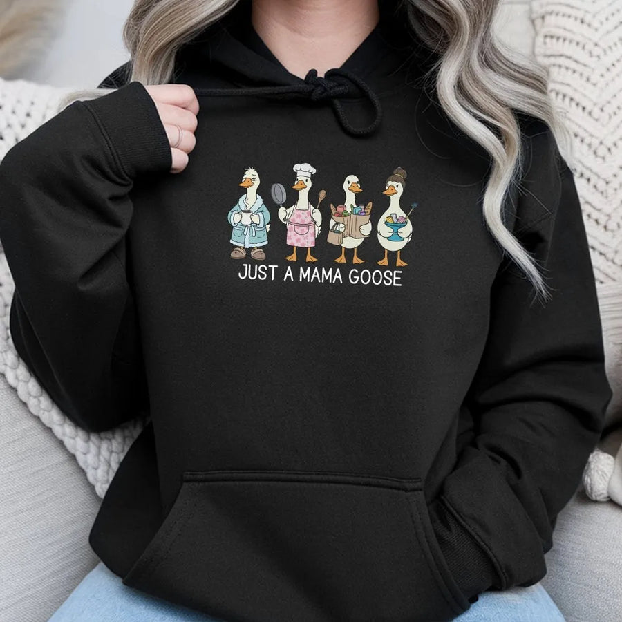 Funny Mama Goose Hoodie | Cute Mom Life Graphic Sweatshirt | Premium Cotton Blend | Unique Mother's Day Gift for Women