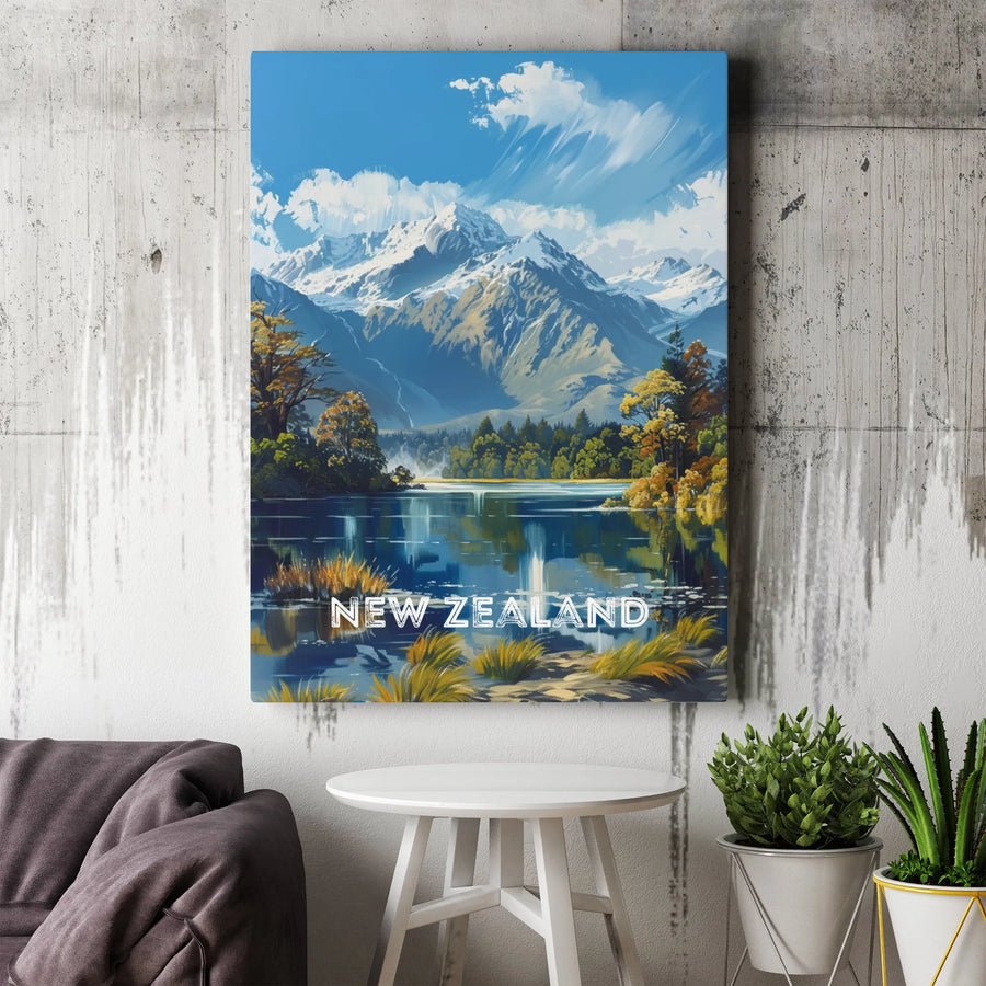 New Zealand Vertical Canvas Print | Vintage Travel Poster Style Wall Art | Premium 1.25" Thick Canvas | Collector's Gift for Traveler
