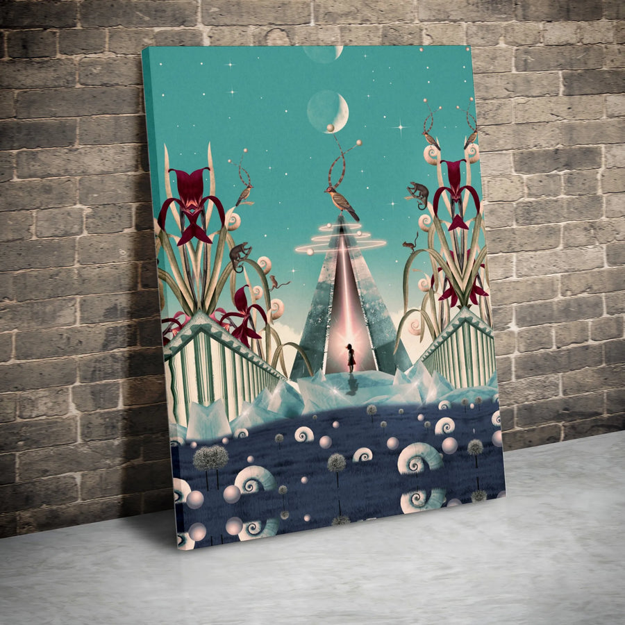 Surreal Fantasy Canvas Wall Art | Glowing Pyramid Celestial Decor | Premium Gallery Wrap Print | Dreamy Mystical Gift for Art Lovers