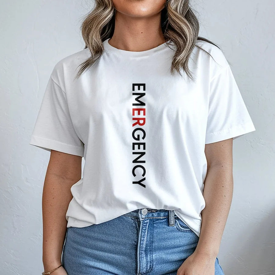 ER Nurse T-Shirt | Minimalist Emergency Room Graphic Tee | Soft Cotton Apparel | Gift for Emergency Department Staff
