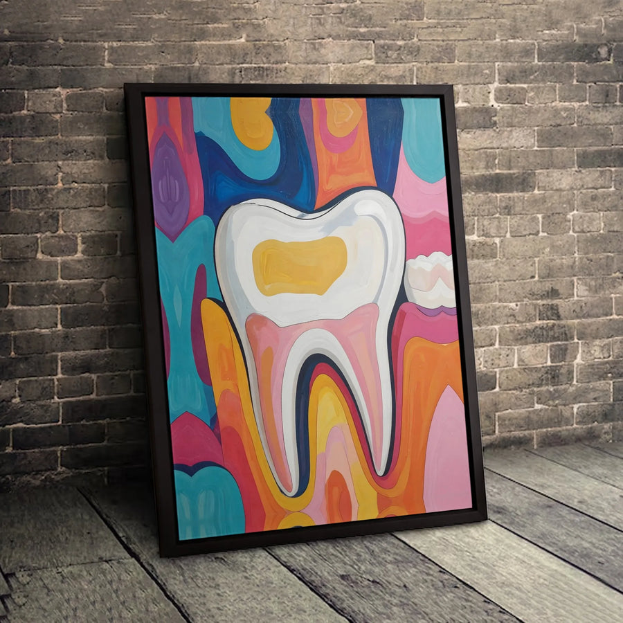 Molar Tooth Canvas Wall Art | Colorful Abstract Dentist Decor | Premium Gallery Wrap Print | Perfect Gift for Dental Hygienist Office
