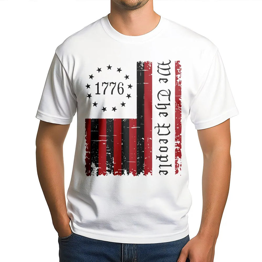We The People 1776 T-Shirt | Distressed Patriotic American Flag Graphic | Premium Cotton Unisex Apparel | Fourth of July Independence Day Gift