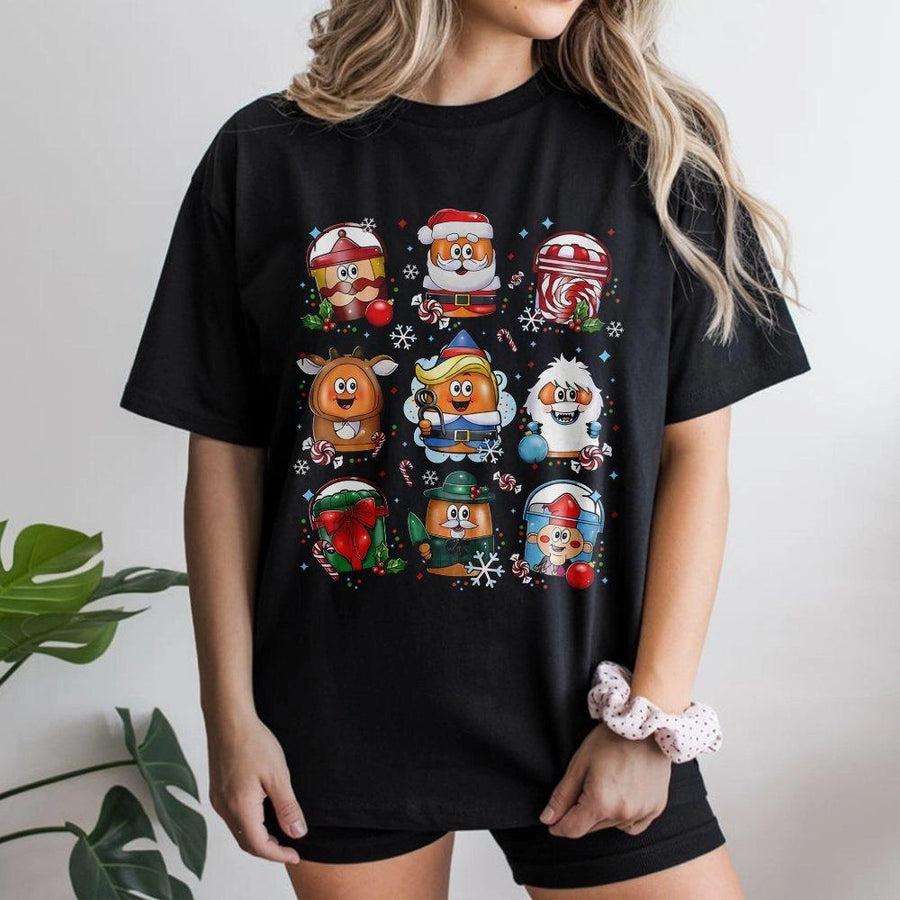 Christmas Chicken Nugget Shirt | Funny Festive Cartoon Food Graphic | 100% Soft Cotton Tee | Cute Holiday Gift for Foodies and Kids