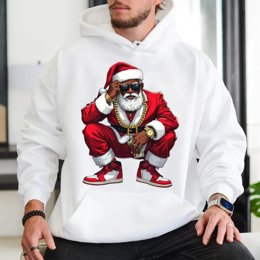 Black Santa Hoodie | Hip Hop Streetwear Style | Premium Cotton Blend | Funny Christmas Gift For Him & Her
