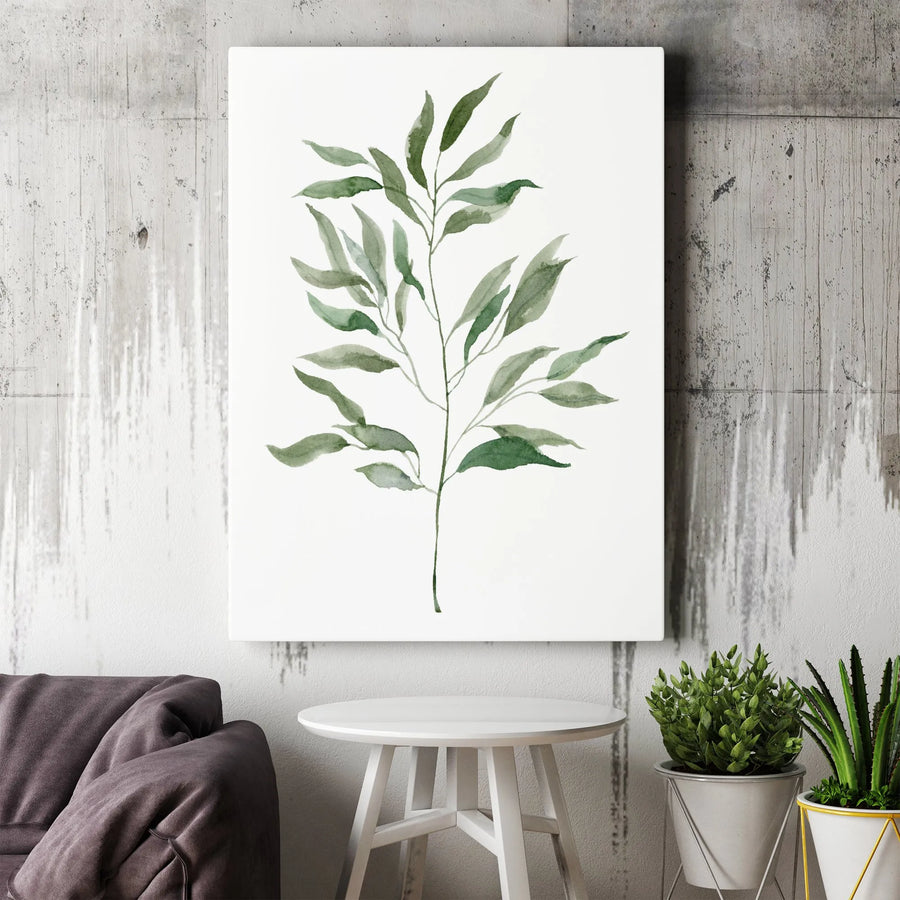Watercolor Leaf Wall Art | Minimalist Botanical Branch Print | Premium Gallery Wrapped Canvas | Modern Home Decor Gift