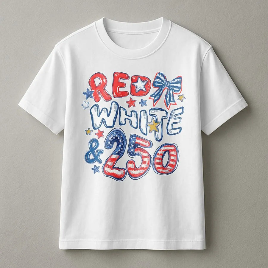 250th Anniversary T-Shirt | Red White and 250 Patriotic Design | Premium Cotton Blend | USA 4th of July Gift for Men and Women