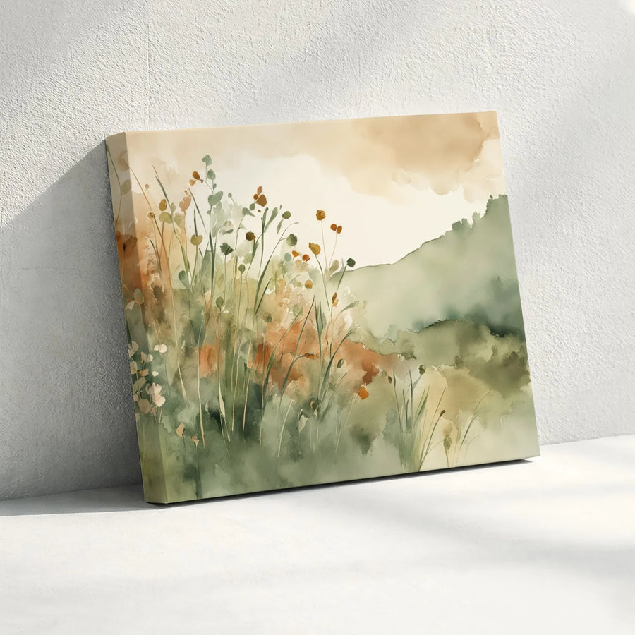 Watercolor Wildflower Canvas Wall Art | Abstract Botanical Meadow Painting | Premium Gallery Quality Print | Modern Farmhouse Wall Decor Gift