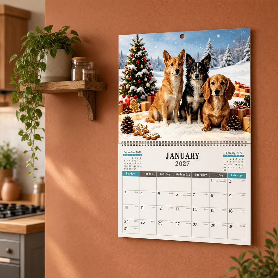 Christmas Dogs 2027 Wall Calendar