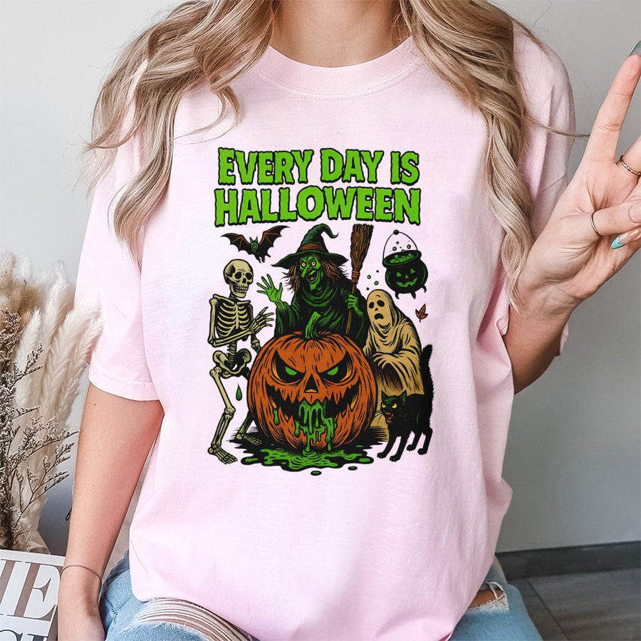Every Day Is Halloween T-Shirt | Retro Horror Graphic Tee | Premium 100% Cotton | Spooky Season Gift for Horror Movie Fans