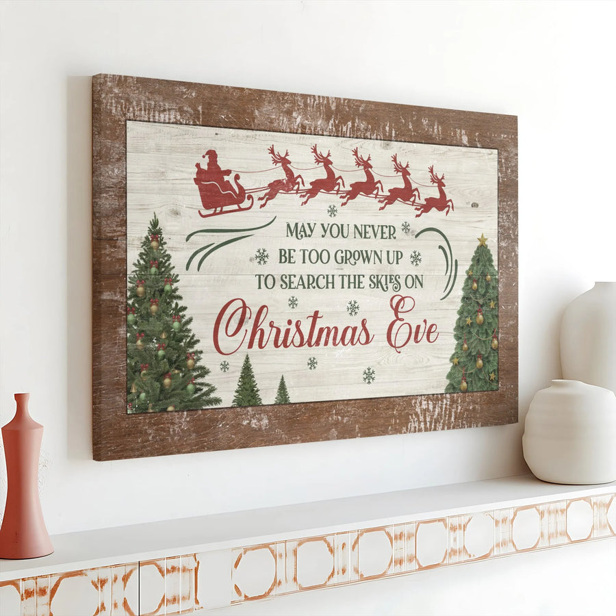 Christmas Wall Art Canvas | Santa Sleigh Rustic Wood Sign | Premium Gallery Wrap Decor | Holiday Gift for Family and Kids