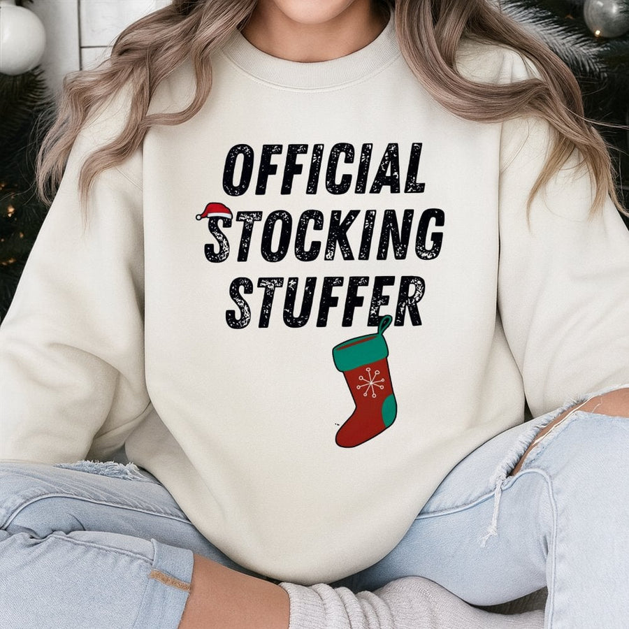 Stocking Stuffer Sweatshirt | Funny Christmas Holiday Graphic | Soft Cotton Blend Crewneck | Unisex Holiday Gift for Men and Women
