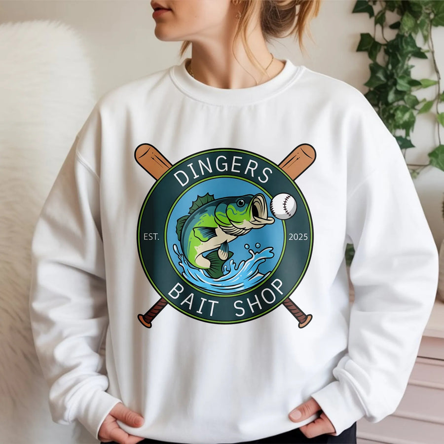 Fishing Baseball Sweatshirt | Funny Bass Angler Graphic | Premium Cotton Blend | Gift For Fisherman And Baseball Fan