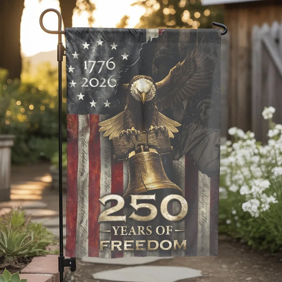 Patriotic 250th Anniversary Garden Flag | 1776-2026 Years of Freedom Design | Double Sided Polyester | Collector's USA Yard Decor Gift