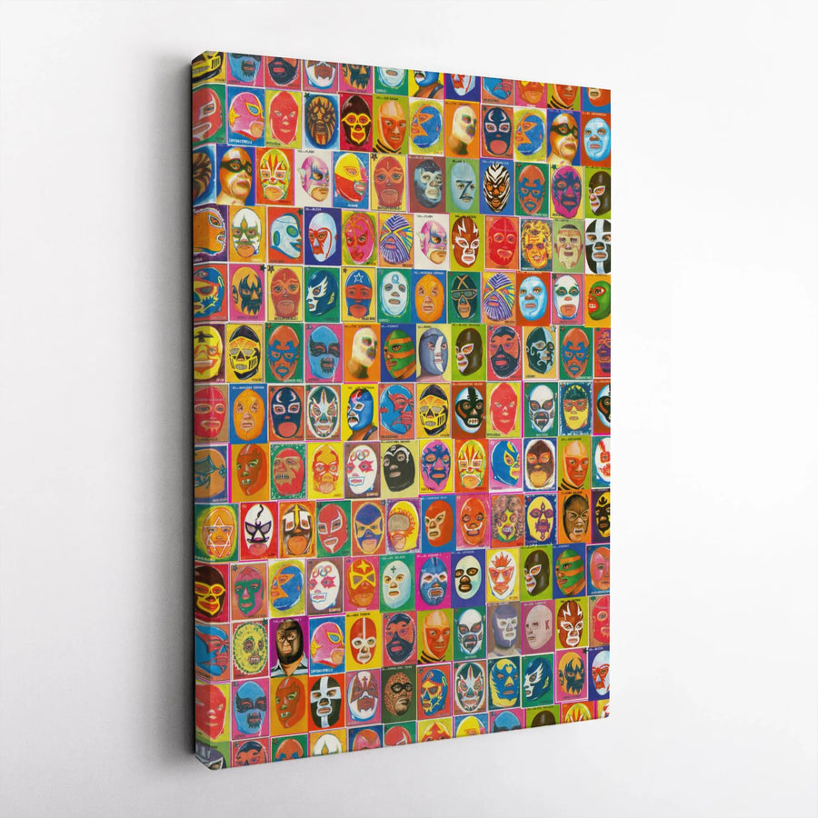 Lucha Libre Mask Wall Art | Vibrant Mexican Wrestler Collage | Premium Gallery-Wrapped Canvas | Unique Gift For Wrestling Fans