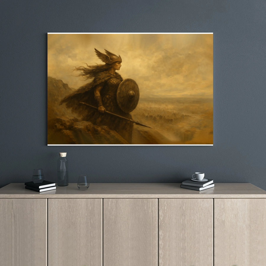 Valkyrie Wall Art Canvas | Norse Warrior Mythological Painting | Premium Gallery Wrap Decor | Gift for Mythology Lovers