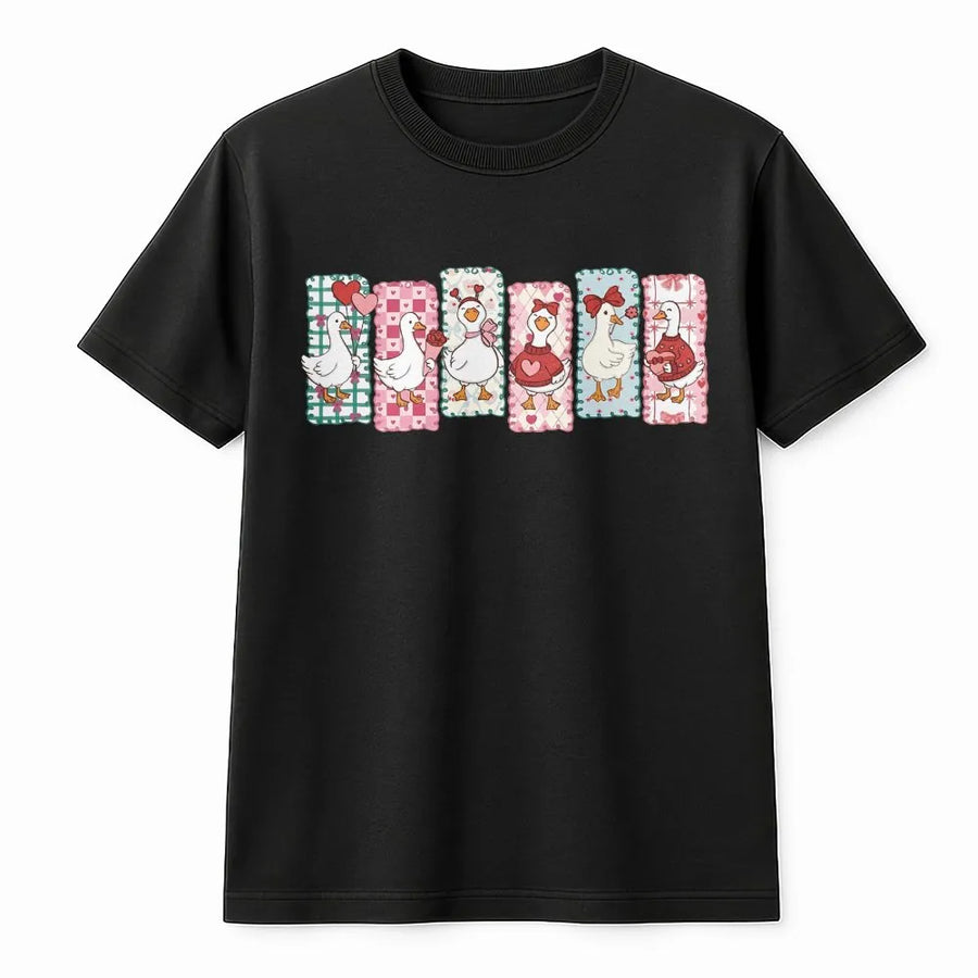 Silly Goose Valentine T-Shirt | Cute Farm Animal Love Heart Design | Premium Soft Cotton Tee | Funny Romantic Gift For Her or Goose Lover