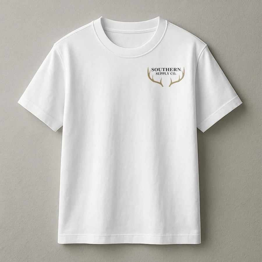 Southern Supply Co Antler T-Shirt | Minimalist Deer Horn Design | Soft Cotton Comfort | Hunting Gift for Outdoorsmen and Nature Lovers