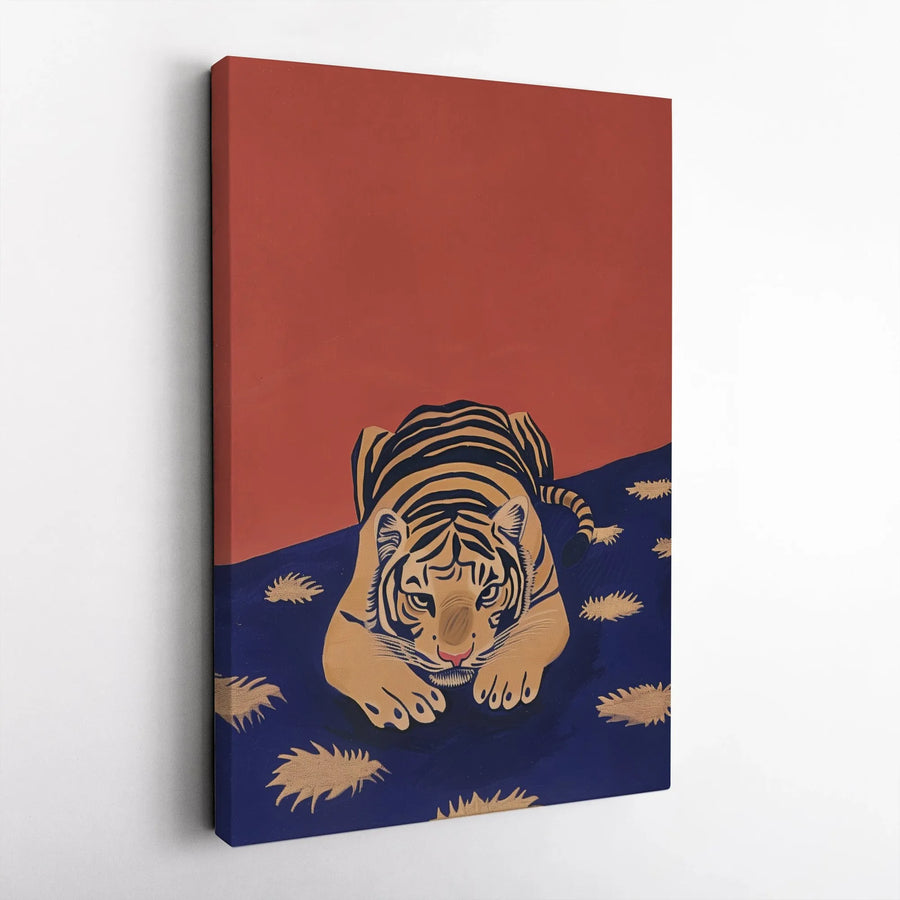 Tiger Wall Art Canvas | Modern Abstract Animal Illustration | Premium Fade-Resistant Print | Bold Living Room Home Decor