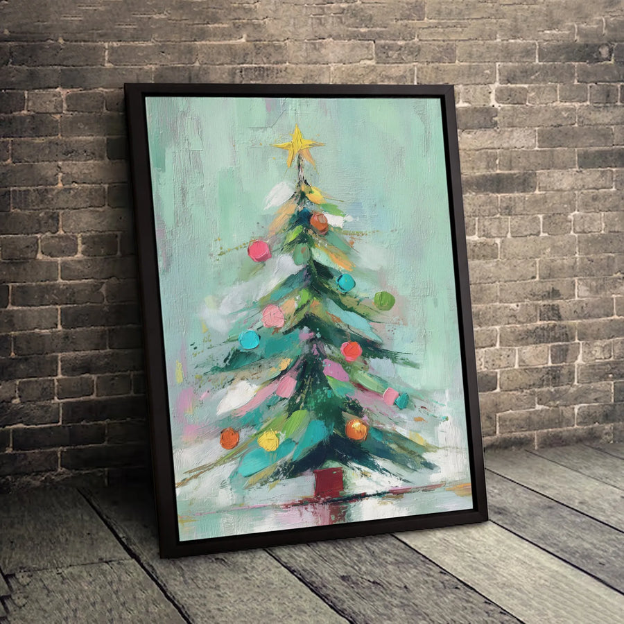 Abstract Christmas Tree Canvas Art | Modern Painterly Holiday Wall Decor | Premium Fade-Resistant Print | Festive Winter Home Gift